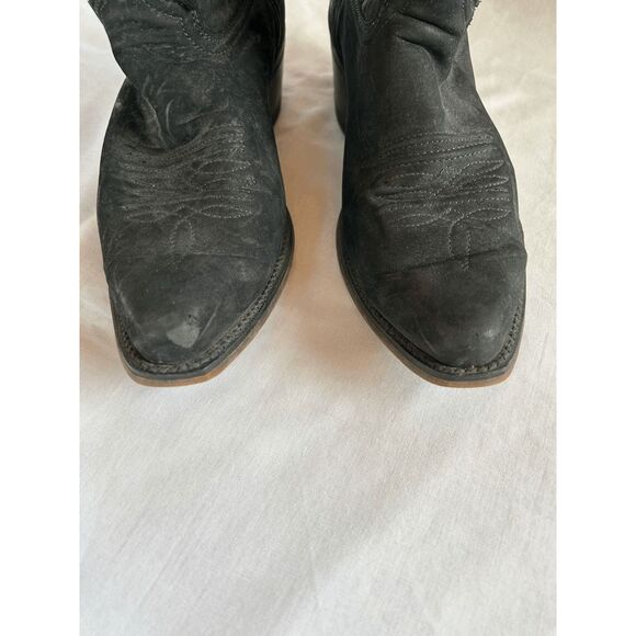 Women's Justin Black Snip Toe Cowboy Boots, Size 9 1/2, Leather - Picture 2 of 13